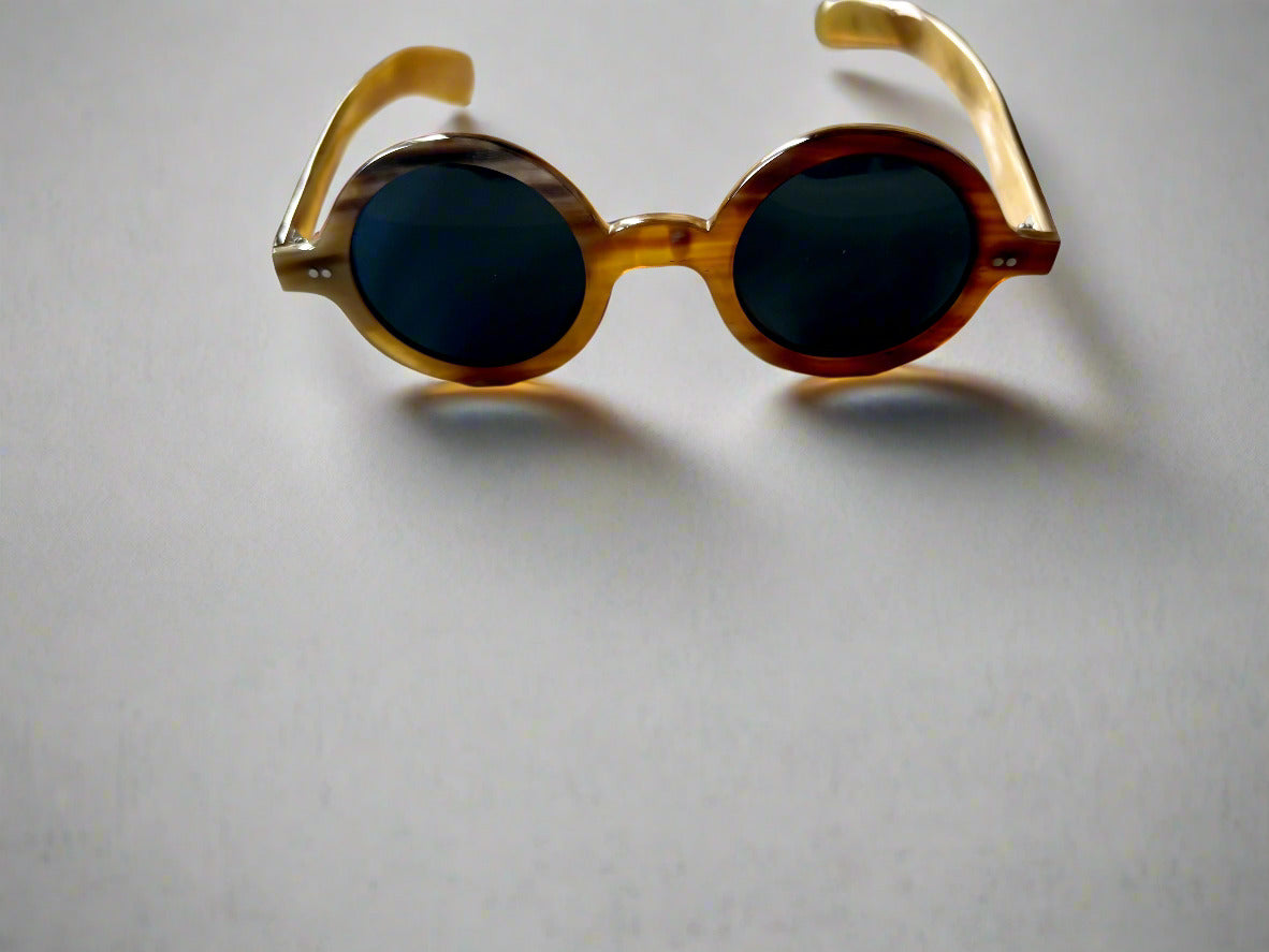 Round Frame Genuine Horn Handcrafted Sunglasses