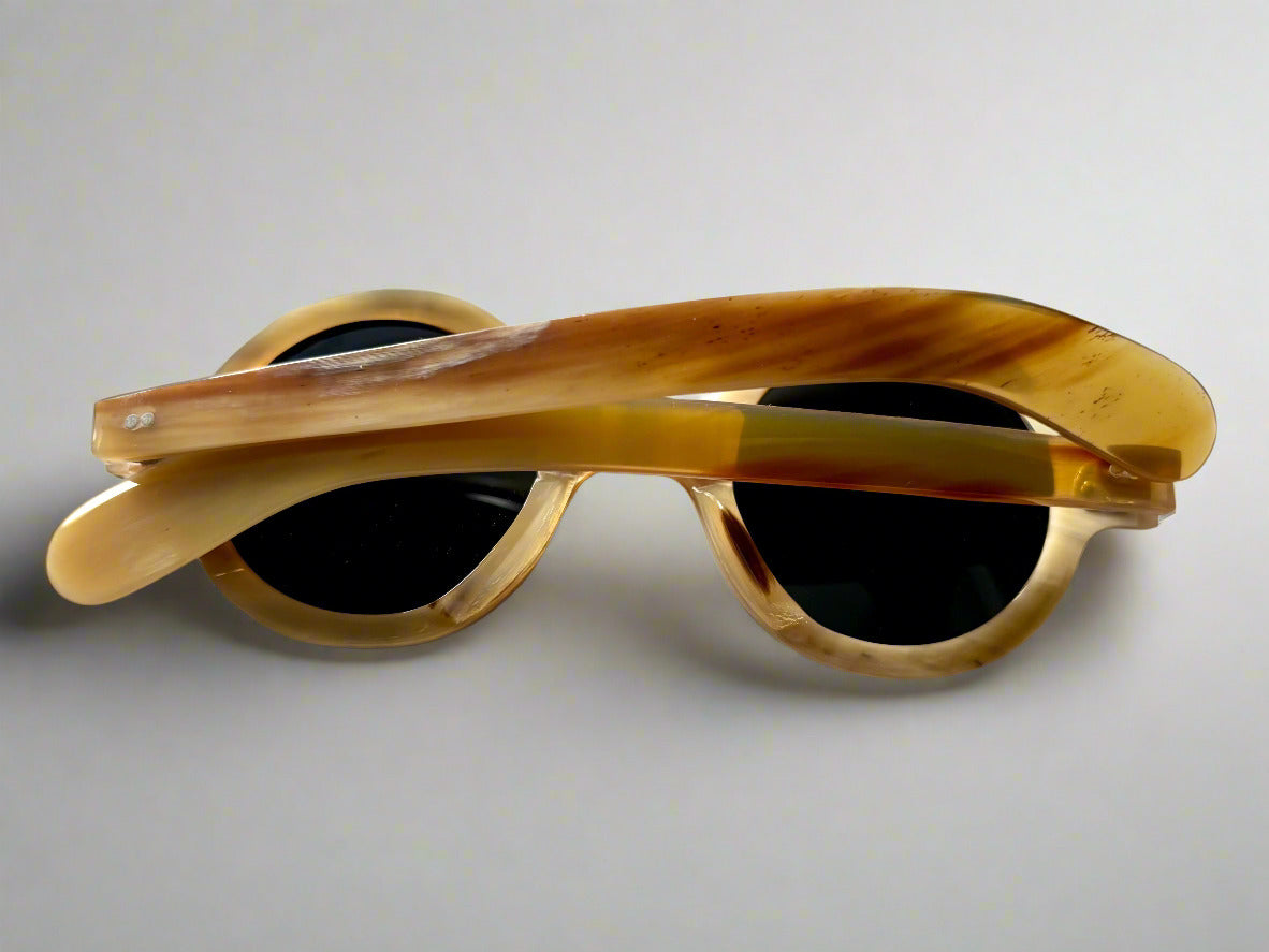Round Frame Genuine Horn Handcrafted Sunglasses