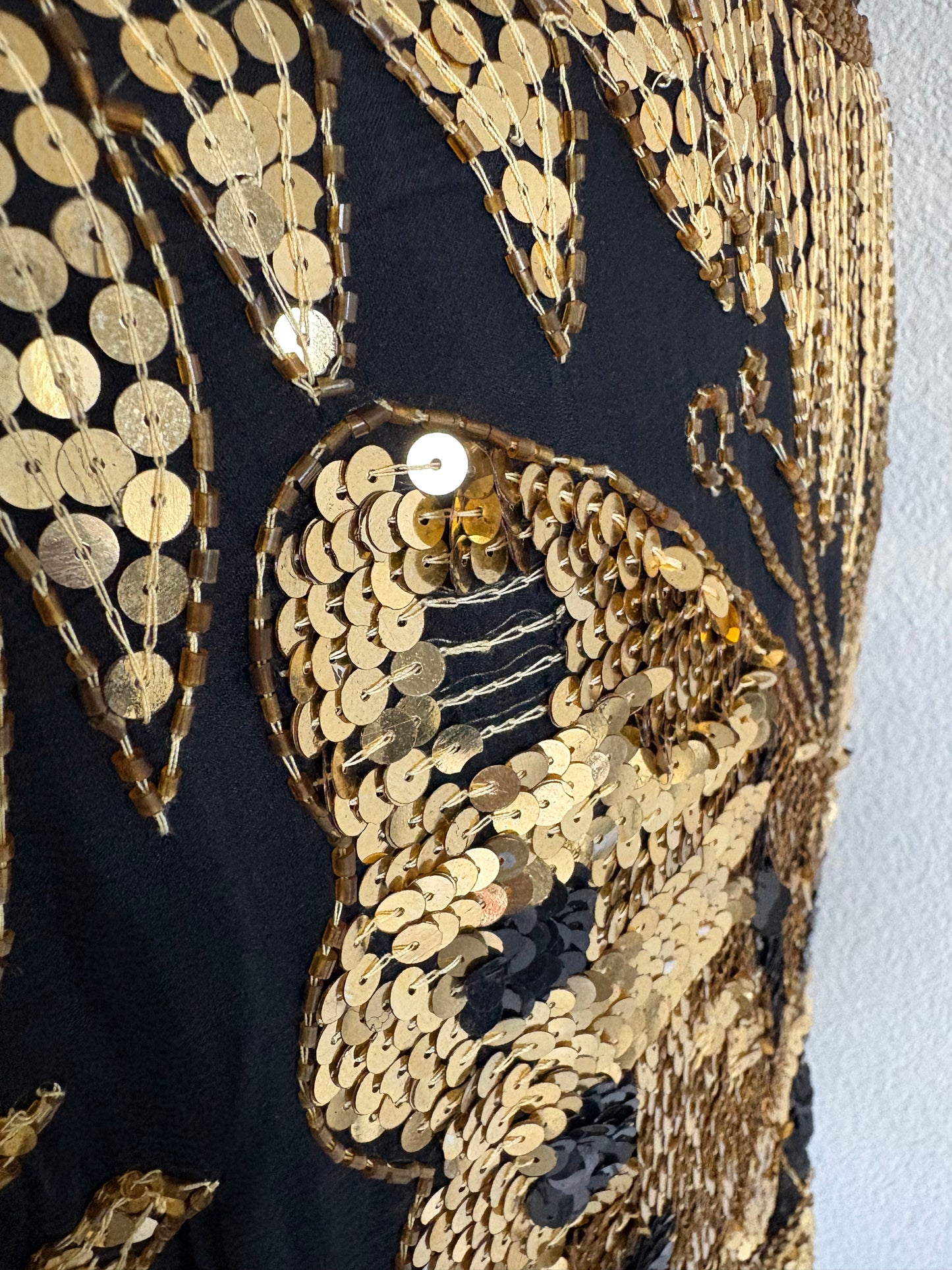 Vintage 80s Silk Sequins Butterfly Blouse