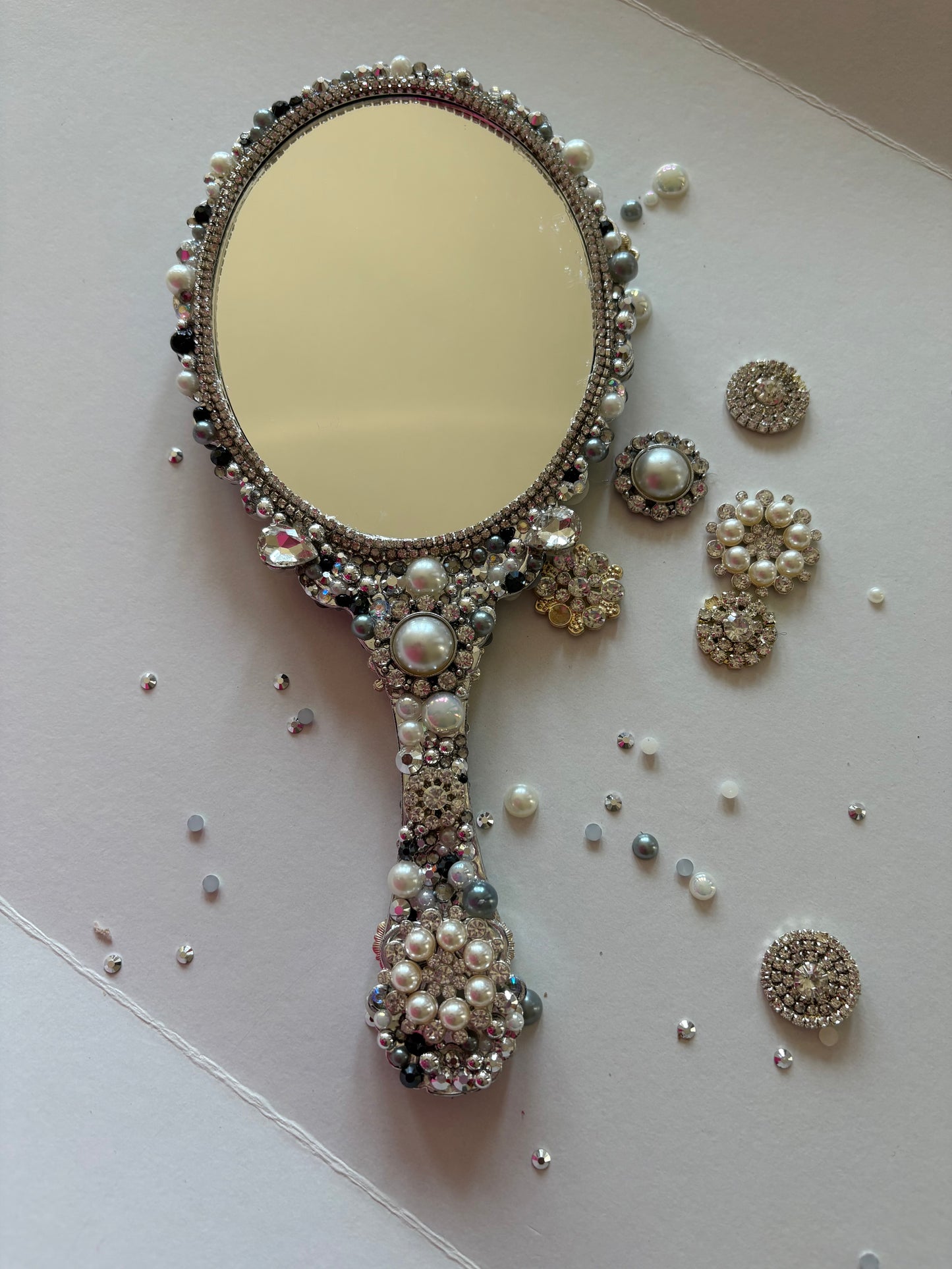 Vintage Inspired Embellished Vanity Mirror