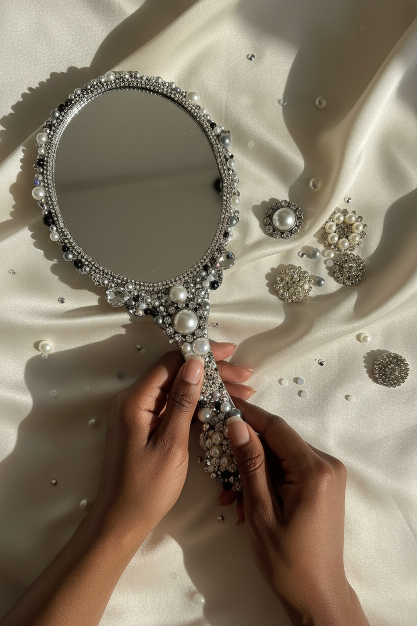 Vintage Inspired Embellished Vanity Mirror