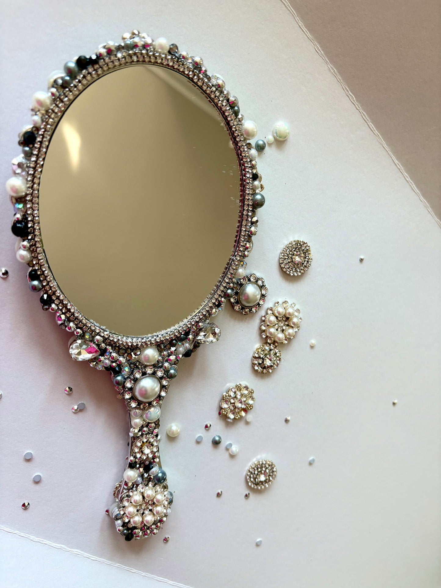 Vintage Inspired Embellished Vanity Mirror