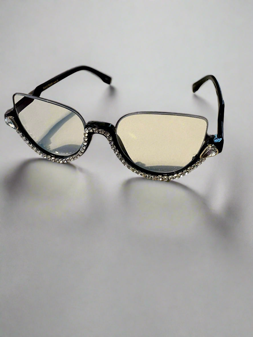 Cat Eye Reading Glasses | Anti Blue Light Eyewear | Rhinestone Trim Frames
