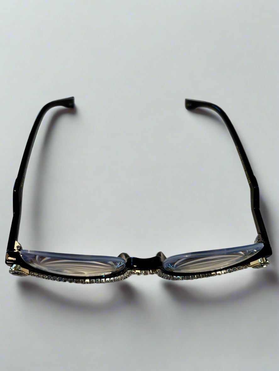 Cat Eye Reading Glasses | Anti Blue Light Eyewear | Rhinestone Trim Frames