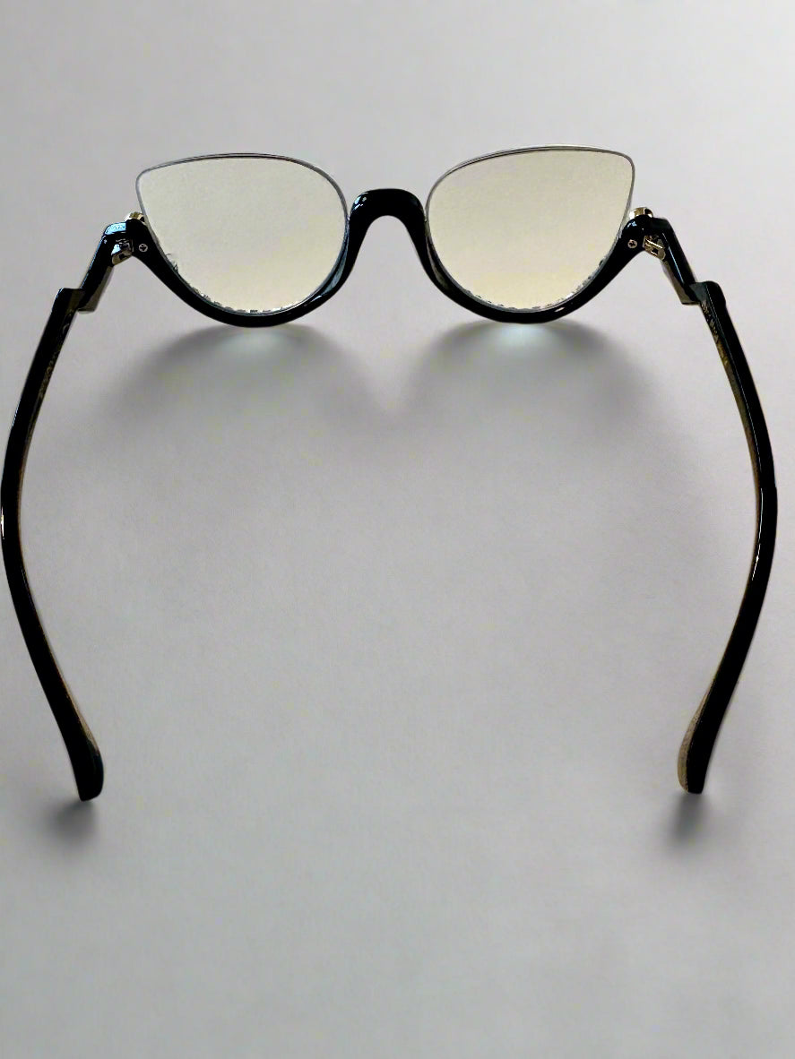 Cat Eye Reading Glasses | Anti Blue Light Eyewear | Rhinestone Trim Frames
