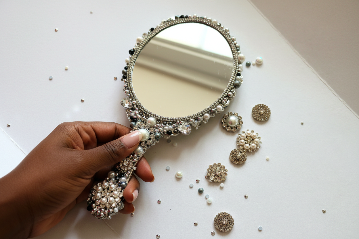 Vintage Inspired Embellished Vanity Mirror