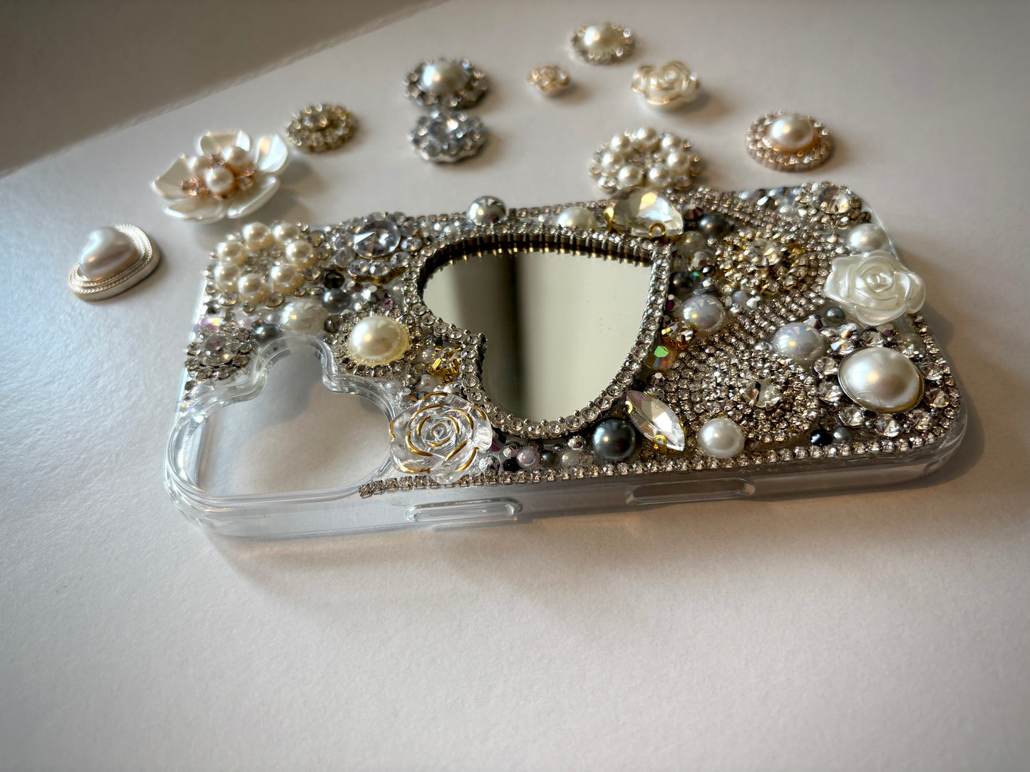 Bling Phone Case | Handmade Junk Case | Mirror | Brooches and Charms | iPhone & Samsung Cases