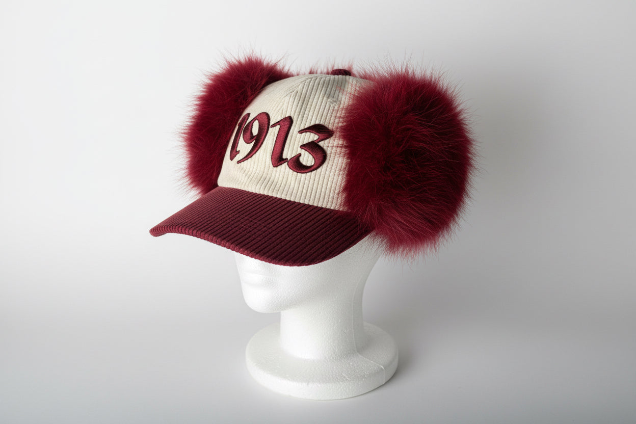 Fur Wrapped 1913 Hat | Delta Sigma Theta |  Crimson & Cream