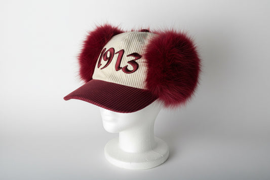 Fur Wrapped 1913 Hat | Delta Sigma Theta |  Crimson & Cream