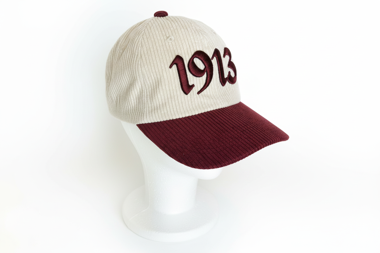 1913 Embroidered Hat | Crimson & Cream | DST