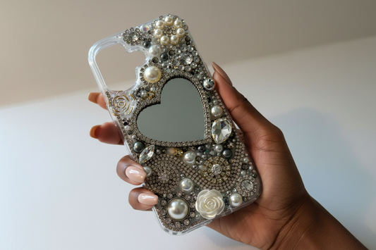 Bling Phone Case | Handmade Junk Case | Mirror | Brooches and Charms | iPhone & Samsung Cases
