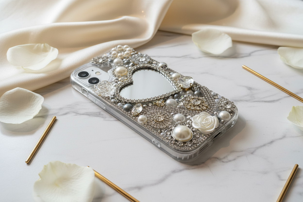 Bling Phone Case | Handmade Junk Case | Mirror | Brooches and Charms | iPhone & Samsung Cases
