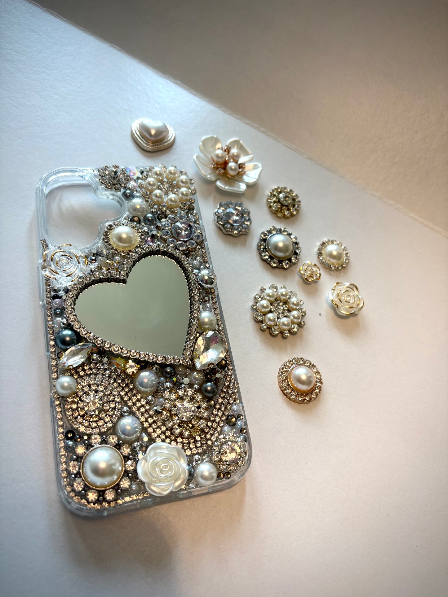 Bling Phone Case | Handmade Junk Case | Mirror | Brooches and Charms | iPhone & Samsung Cases
