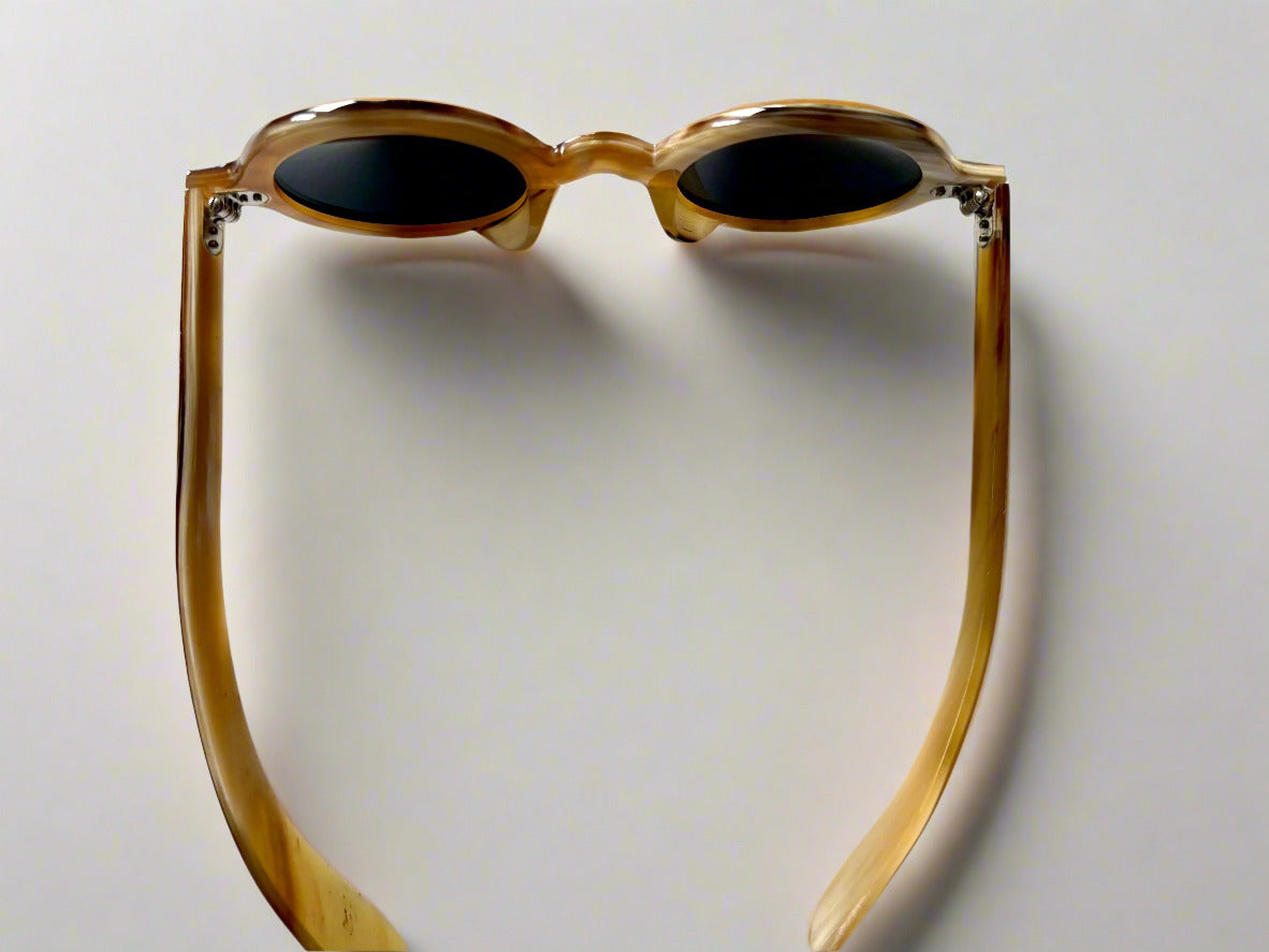Round Frame Genuine Horn Handcrafted Sunglasses