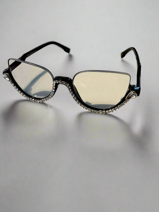 Cat Eye Reading Glasses | Anti Blue Light Eyewear | Rhinestone Trim Frames