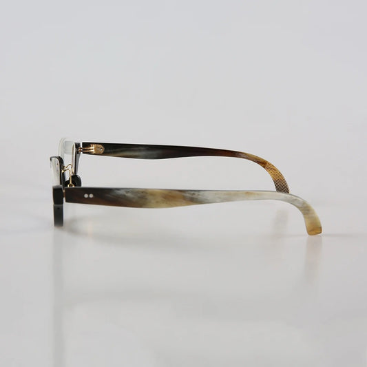 Anti Blue Light Glasses | Cat - Eye Half Rimless Frames | Natural Horn Eyewear
