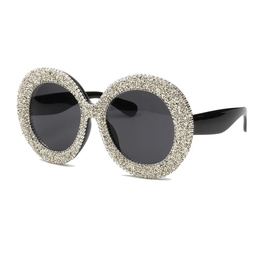 Oversized Glitter Trimmed Sunglasses